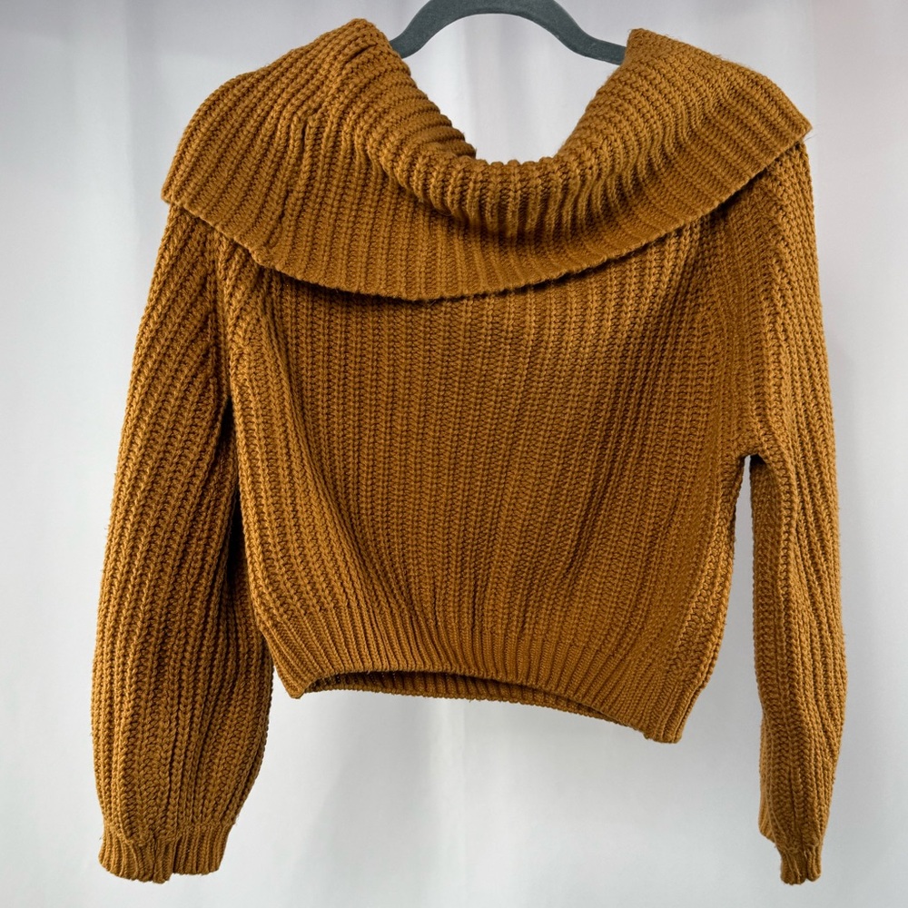 Lulus Carmichael Light Brown Off-the-Shoulder Knit Sweater Size Small - Picture 7 of 10